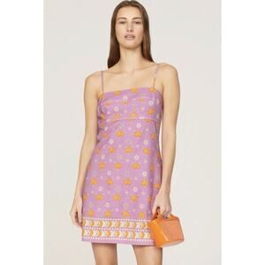 Rachel Antonoff Gwen By The Seashore Print Mini Dress Summer Beach Floral Size 6